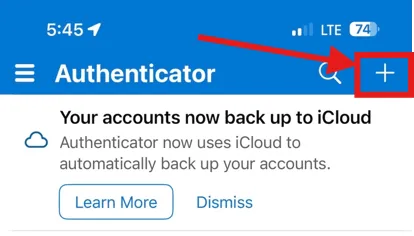 a screen shot showing user to click the plus sign on the top right of the app