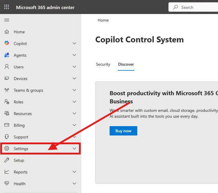 an image showing the user to click on the settings dropdown