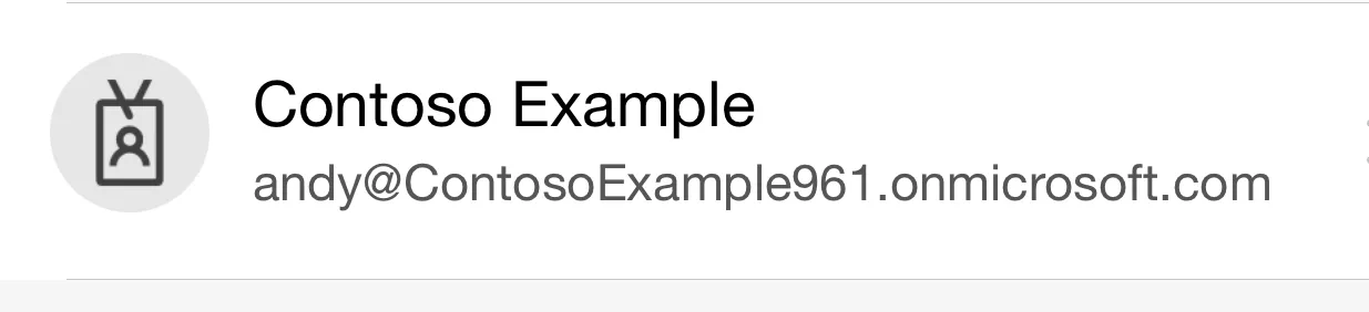 screen shot showing account in list of MFA accounts on ios