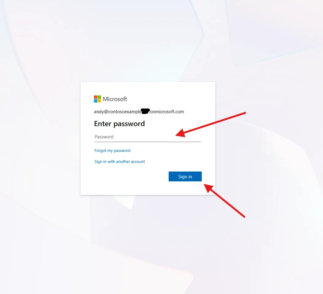 Microsoft 365 sign in screen example
