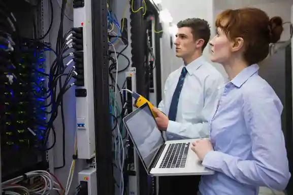 A man and woman providing network services as business consultants